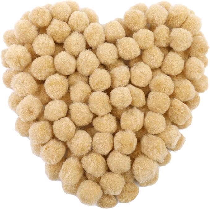 MORFEN 150 Pcs Pom Poms, 1 Inch Bright Beige Craft Pom Poms, Fuzzy Pompom Puff Balls, Small Pom Pom Balls for DIY Arts, Crafts Projects, Home Decorations