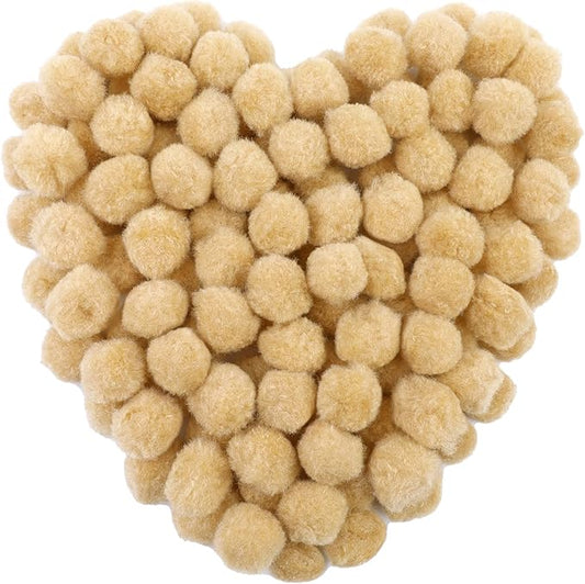 MORFEN 150 Pcs Pom Poms, 1 Inch Bright Beige Craft Pom Poms, Fuzzy Pompom Puff Balls, Small Pom Pom Balls for DIY Arts, Crafts Projects, Home Decorations