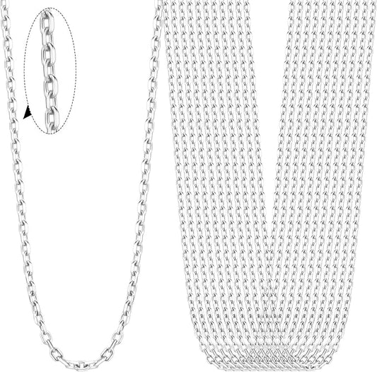 24PCS Rolo Cable Necklaces for Jewelry Making 1.5MM Stainless Steel Cable Link Chains Bulk for DIY Necklace