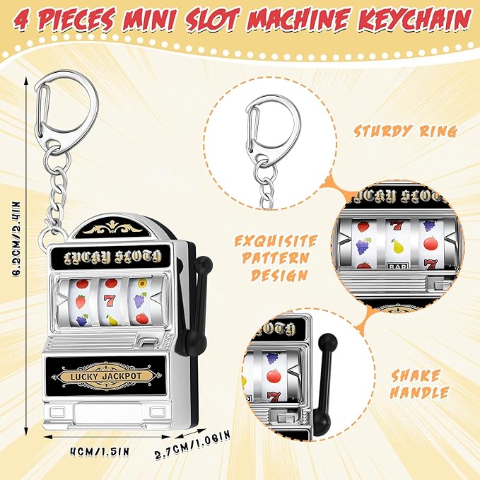 Panelee Slot Machine Keychain Bulk Las Vegas Keychains Mini Casino Kawaii Decoration for Las Vegas Carnival Party Gifts