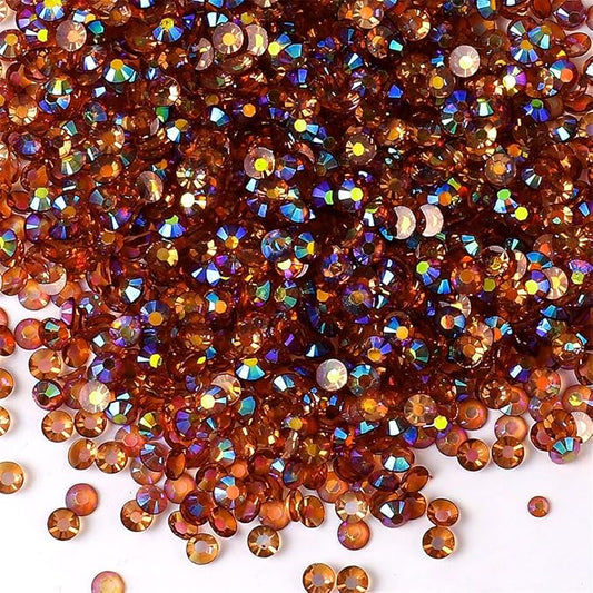 3000 Pieces SS12 3mm Flatback Rhinestones AB Clear Round Gems Crystals for Nail Art DIY Crafts Clothes Shoes Bags （Transparent Yellow Coffee AB）