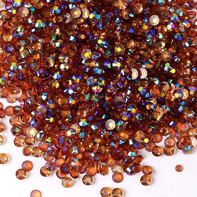 1500 Pieces SS16 4mm Flatback Rhinestones AB Clear Round Gems Crystals for Nail Art DIY Crafts Clothes Shoes Bags （Transparent Yellow Coffee AB）
