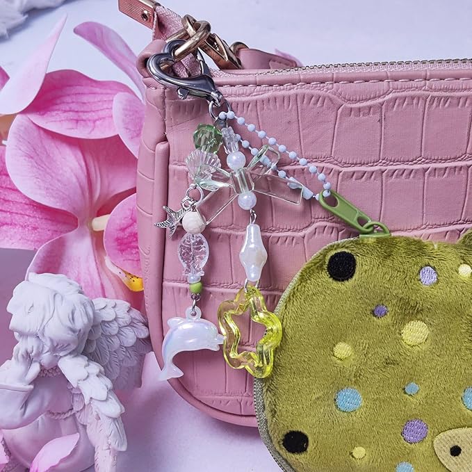 Adorable Whale Shark Coin Purse Keychain,Soft Plush Zipper Coin Purse,Handmade Purse Bag Charm Gift for Women (Green)