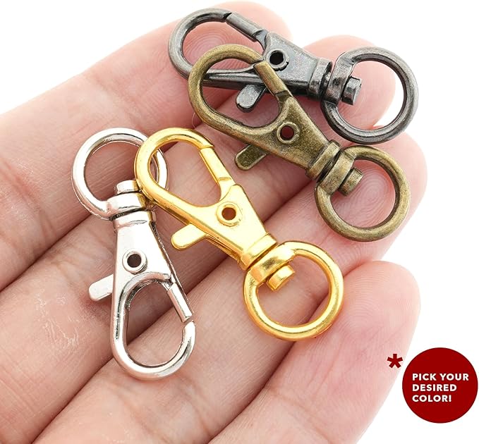 CRAFTMEMORE 50 pcs Swivel Clasps Lanyard Clips Snap Hook Metal Lobster Claw Clasp PLTN (Gold)