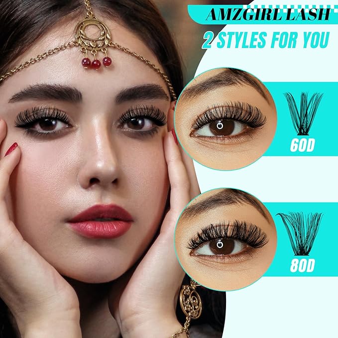 Lash Clusters Kit,280Pcs Individual 60D 80D Eyelash Extension Kit,Lash Bond and Seal,Lash Remover For Eyelashes Extensions,Lash Applicator Tool For False Lashes Cluster Kit At Home(D-Mix9-16mm)