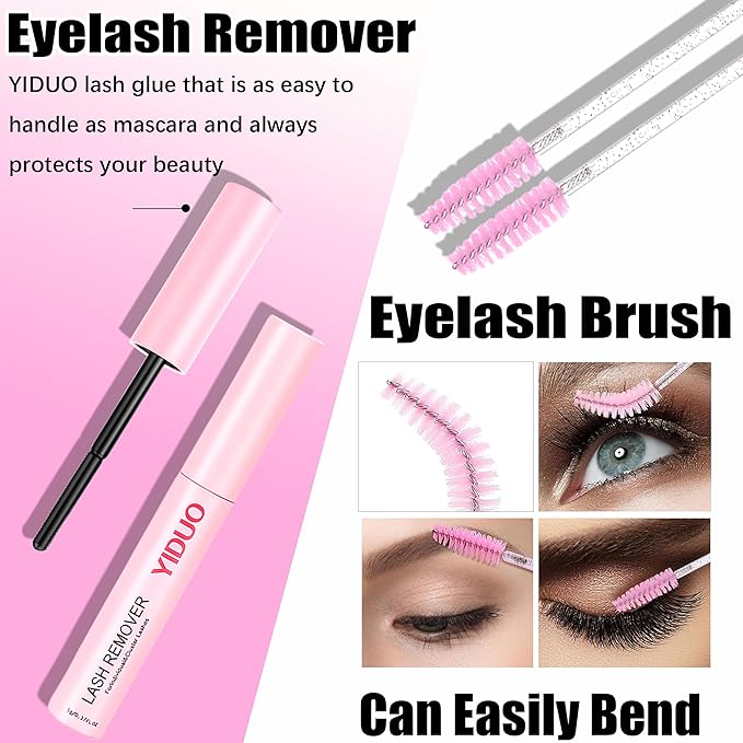 YIDUO 4 Styles Lash Clusters Kit 60D+80D+100D+150D Volume Clusters Lashes Extensions Kit with 2 Bond and Seal 10-18mm Wispy D Curly Full DIY Individual Eyelash Extensions Kit DIY at Home Easily