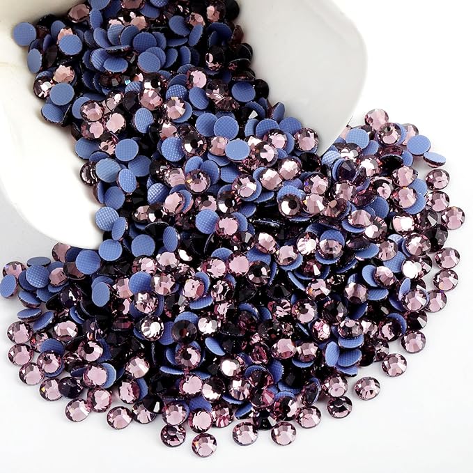 Beadsland Hotfix Rhinestones, 1440pcs Flatback Crystal Rhinestones for Crafts Clothes DIY Decoration, Light Amethyst, SS12, 3.0-3.2mm