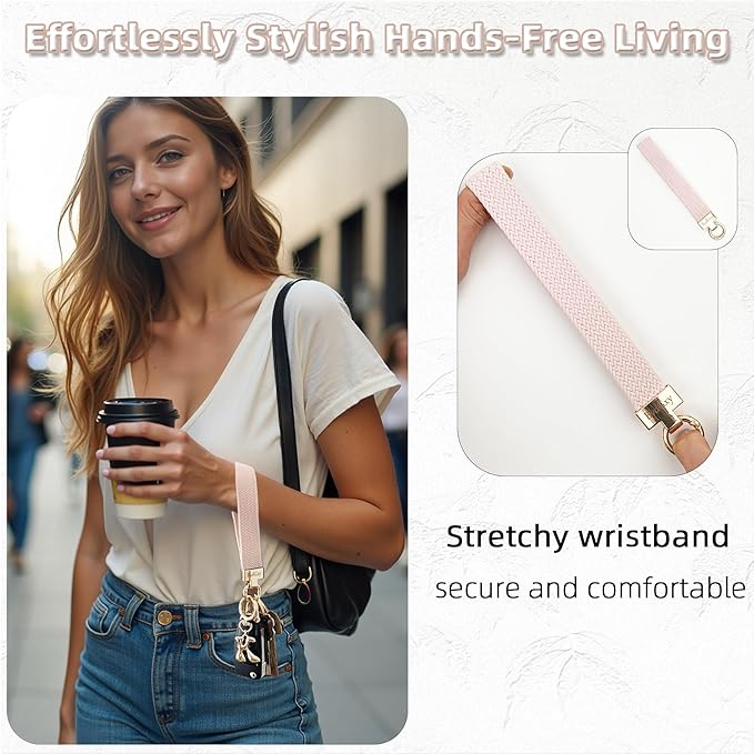 Stretchy Wristlet Initial Keychain, Key Chains Women Cute with Keyring, Llaveros para Mujer, Car Key Accessories