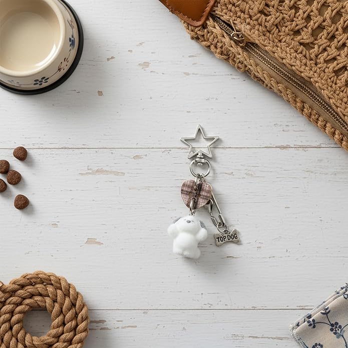 3 Pcs Aesthetic Y2K Keychain Accessories Bunny Dog Cat Keychain Pendant Star bow baseball pendant Bag Charms Backpack Handbag Charms Christmas Gifts