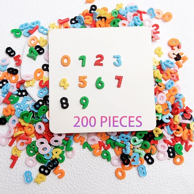200 Pcs Number Nail Art Charms, CYHYII 3D Mixed Candy Colorful Number Resin Nail Rhinestones Nail Gems DIY Manicure Nail Decoration Accessories for Women Girls