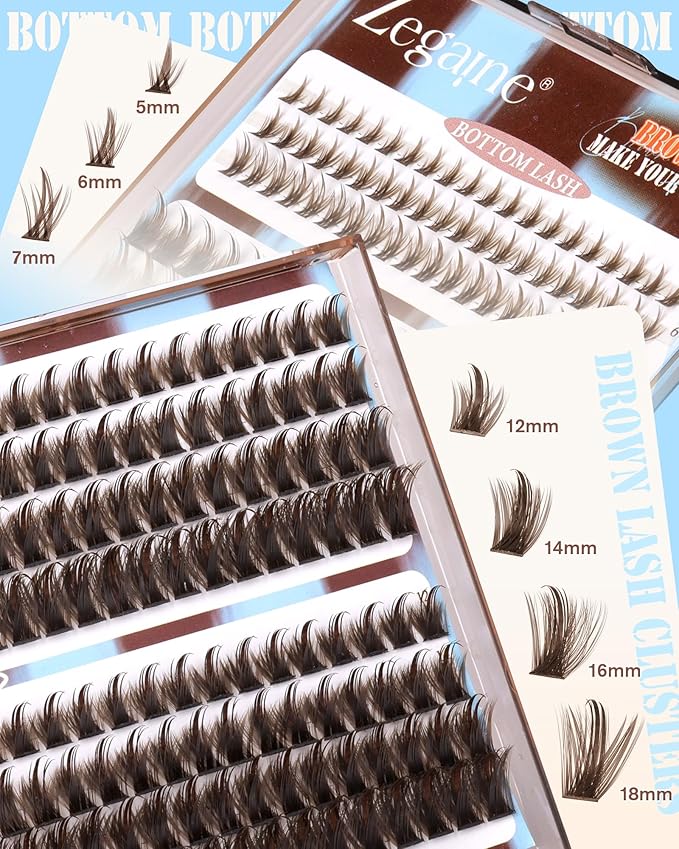 Brown Lash Clusters With Spikes Bottom Eyelash Clusters Wispy Cluster Eyelash Extensions Brown Manga Lash Clusters Fluff Individual Lashes 12-18MM 264Pcs by Zegaine