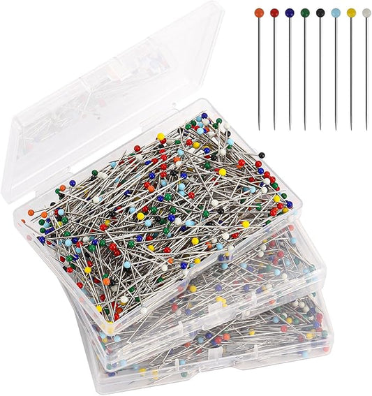 1500PCS Sewing Pins for Fabric, Straight Pins with Colored Heads Pearlized Ball Head Straight Pins Sewing for Dressmaker, Jewelry DIY Decoration, Craft and Sewing Project (Colorful)