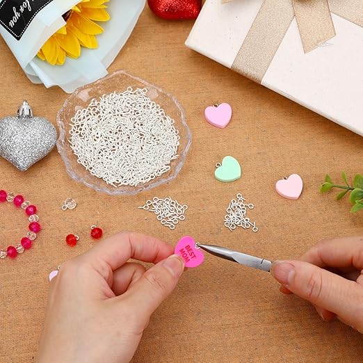 AUGSUN Eye Screws,700 Pcs Silver Screw Eye Pins 8 x 4 mm Mini Eye Hooks Screw for Crafts DIY Projects and Cork Top Bottles