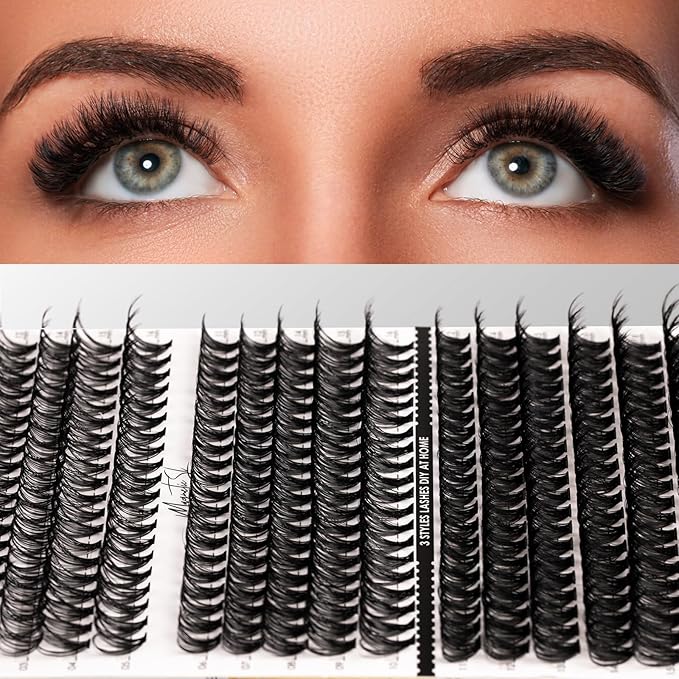 DIY Lash Extensions Kit 320pcs Individual Lashes Clusters 30D 40D 60D Eyelash Extension Kit with Applicator and Lash Bond&Seal, Lash Remover For False Eyelash Mix 11-20mm (30D+40D+60D KIT)