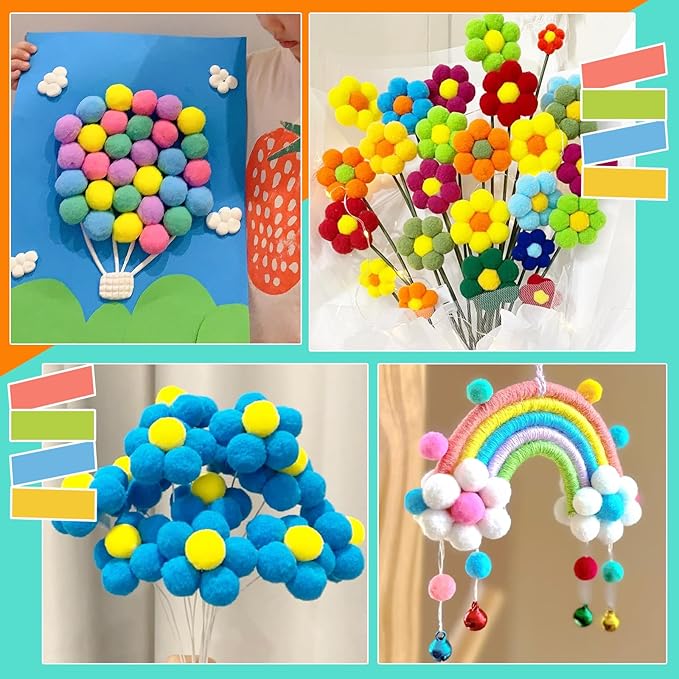 MORFEN 150 Pieces Pom Poms, 1 Inch Blue Craft Pom Poms, Fuzzy Pompom Puff Balls, Small Pom Pom Balls for DIY Arts and Crafts Projects, Home Decorations