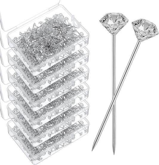1200Pcs Diamond Pins for Bouquets, Rhinestone Floral Pins for Bouquet Accessories, Crystal Head Pin for Wedding Bouquets, DIY Craft, Floral Arrangements