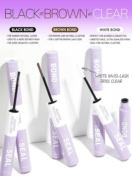 Clear Lash Cluster Glue Bond and Seal Waterproof 150H Super Strong Hold Long-Lasting for Eyelash Clusters Extensions Kit DIY Self Adhesive 2 in 1 Individual Lash Glue Clear Bonder & Sealant