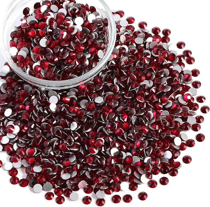 Beadsland Flatback Rhinestones Bulk,14400pcs Red Rhinestones for Nails Crafts Clothes DIY Decoration, Dark Siam, SS8,2.3-2.5mm