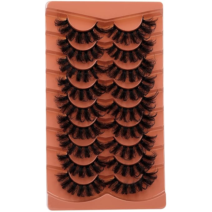 Mink Lashes Fluffy False Eyelashes 20mm Long Faux Mink Lashes Dramatic Curl Lashes that Look Like Lash Extension 9 Pairs Multipack