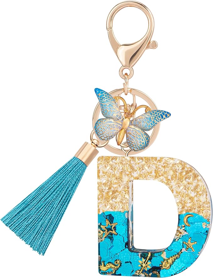 Suweibuke Cute Pink Key Chains for Women Girls, Initial Letter Keychains with Tassel, Charms for Key Purse Handbags Backpacks