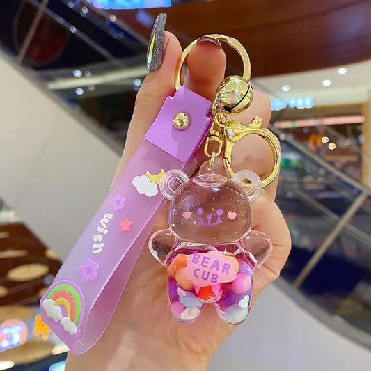 Cute Rainbow Bear Drift Bottle Pendant Keychain