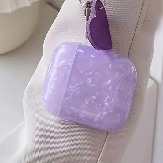 Purple Shell Pattern AirPods Case with Heart Keychain