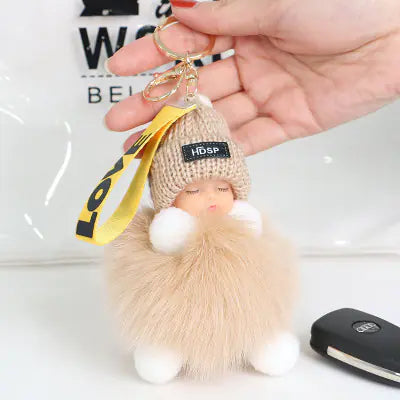 Cute Furry Plush Doll Keychain for Gift Decoration