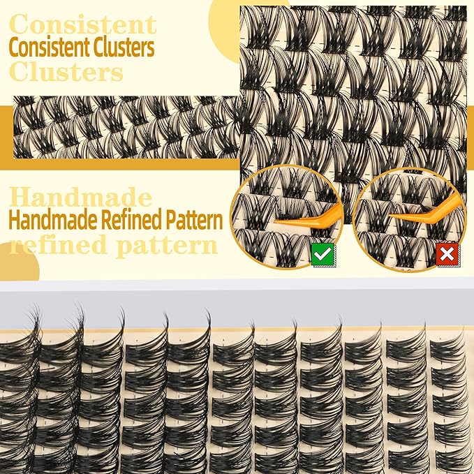 Leefrei Eyelash Cluster 10-18mm Wispy Eyelash Clusters D Curl DIY Lash Extension Natural Lash Clusters Individual Lashes (LF01 Lashes Only)