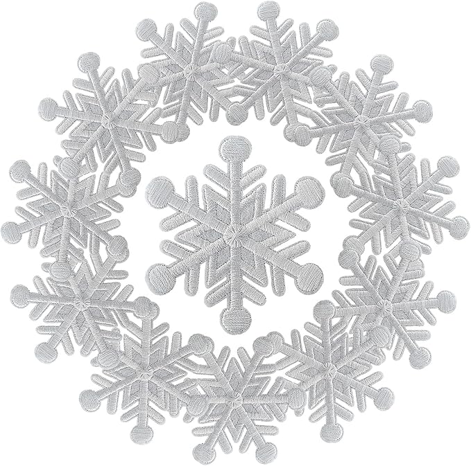WILDREEDS 12 Pieces Christmas Snowflake Iron on Patches, Embroidered Christmas Snowflake Patch for Christmas Decoration, Clothing, T-Shirt, Backpacks, Hats, Jeans, Jackets