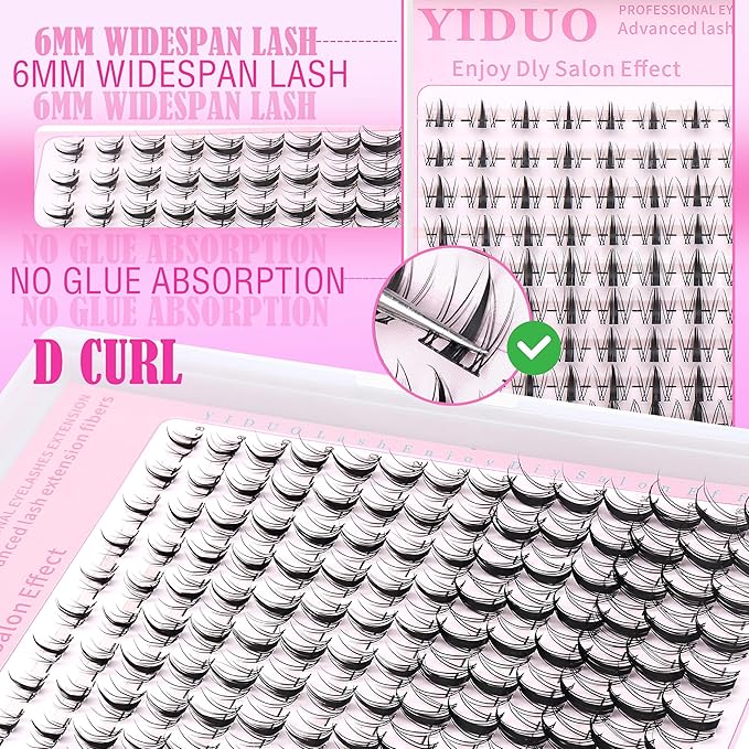 YIDUO Lashes Clusters Fairy Manga Eyelash Clusters 140pcs Wispy Natural Wet-Look Lashes Extension 8-18mm D Curl Widespan Cluster Eyelash Extensions DIY Individual Lashes with Soft Thin clear Lash Band