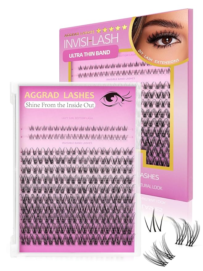 Venus Lash Clusters 8-16mm with 5-6mm Bottom Lashes Natural Eyelash Clusters D Curl -WideSpan DIY Eyelash Extension Individual Fake Eyelashes Clusters with 0.03mm Ultra-Thin Invisible Lash Band
