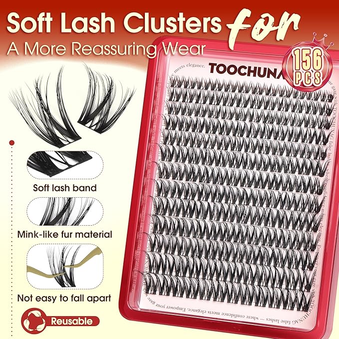 Flora Lash Clusters Kit 8-18mm Wispy Eyelash Clusters Lash Extension Kit D Curly DIY Eyelash Extension Kit WideSpan Lashes Individual Eyelashes Clusters with Lash Bond and Seal by TOOCHUNAG