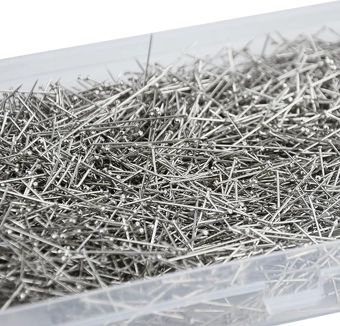 3000 Pieces Head Pins Fine Stainless Steel Pin Dressmaker Pins Fine Satin Pin for Sewing and Craft, Jewelry Making 1 1/16 Inch