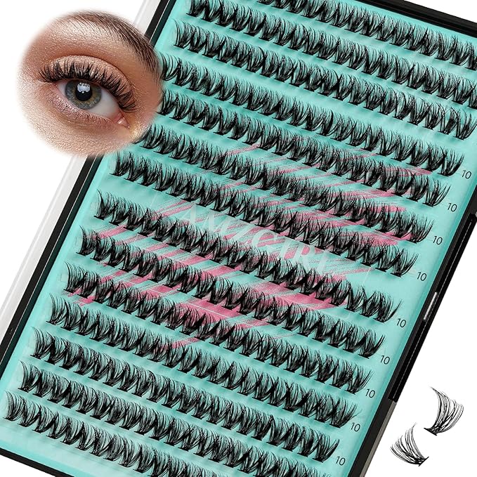 Lash Clusters Wispy 280PCS Eyelash Extension 40D Cluster Lashes Individual Lashes DIY Lash Extension Natural Look Cluster Eyelash Extensions Soft False Eyelashes at Home for Beginners(10mm)