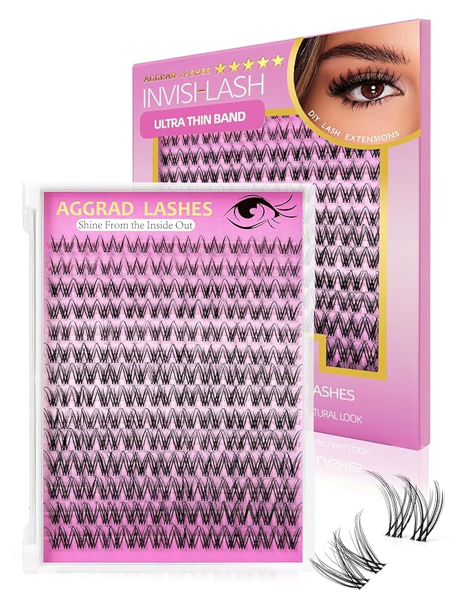 Venus Lash Clusters Kit Short 8-14mm Wispy Natural Cluster Lashes Kit D Curl Fake Lashes Eyelash Clusters Kit DIY Individual Eyelash Extension Kit with 0.03mm Ultra-Thin Invisible Wide Lash Band