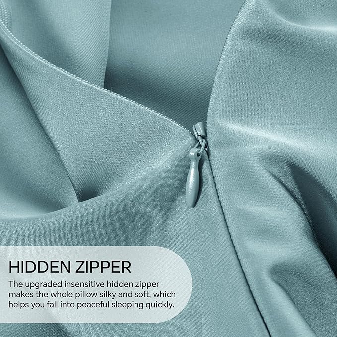 INFIIXSO Mulberry Silk Pillowcase for Hair and Skin, Silk Pillow Cases Queen Size with Hidden Zipper 20x30 Inches, Super Smooth and Soft Cooling Pillow Cases for Hot Sleepers(Haze Blue, 1 Pack)