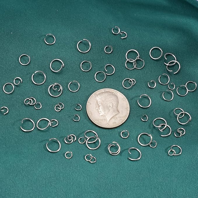 2000Pcs 6mm Stainless Steel Open Jump Rings 21 Gauge Thick Metal O Rings Single Loop Connectors for Jewelry Necklaces Bracelet Earrings Keychains Chainmail DIY Making