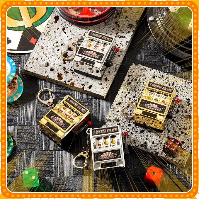 Panelee Slot Machine Keychain Bulk Las Vegas Keychains Mini Casino Kawaii Decoration for Las Vegas Carnival Party Gifts