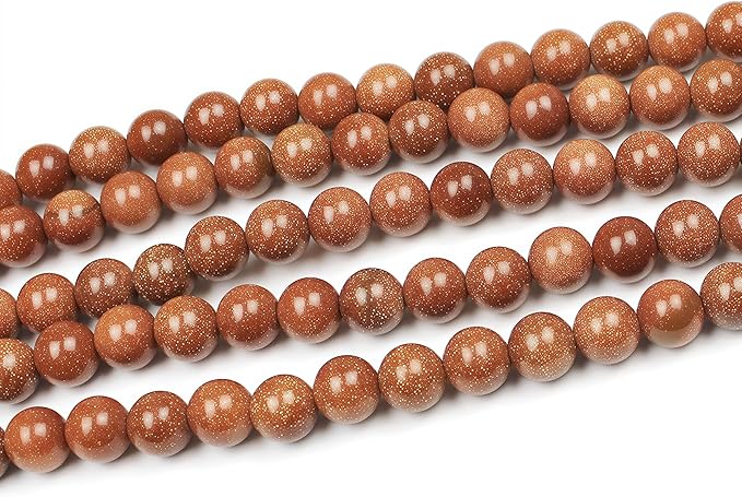 MJDCB AAA Natural Gold Sand Gemstone Loose Round Beads Spacer Beads for Jewelry Making (12mm)