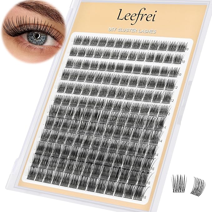 Leefrei Eyelash Cluster 10-18mm Wispy Eyelash Clusters D Curl DIY Lash Extension Natural Lash Clusters Individual Lashes (LF05 Lashes Only)