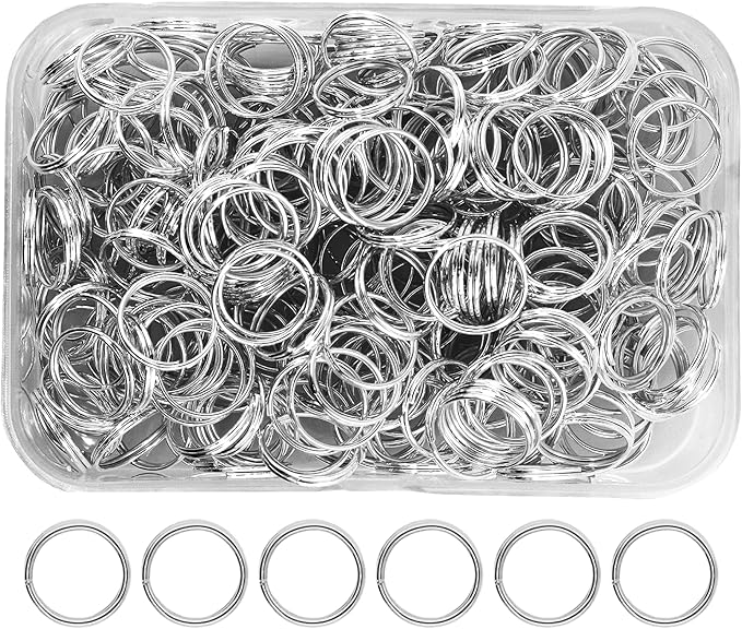 Mandala Crafts 12mm Stainless Steel Double Jump Rings for Jewelry Making - 400 Pcs Small Split Key Rings Set for Crafts, DIY Keychains, and Accessories