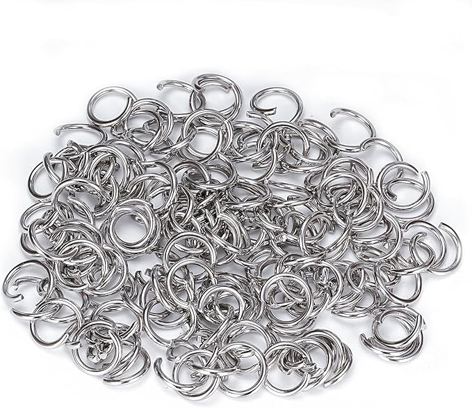 1000Pcs 9mm Stainless Steel Open Jump Rings 16 Gauge Metal O Rings Single Loop Connectors for Jewelry Necklaces Bracelet Earrings Keychains Chainmail DIY Making