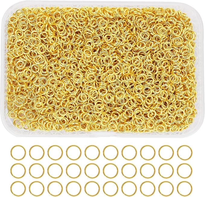 Mandala Crafts Assorted Gold Color Jump Rings Jewelry Findings Metal O Rings for Jewelry Making Supplies - 3000 4mm Small Open Jump Rings Kit for Necklace Earring