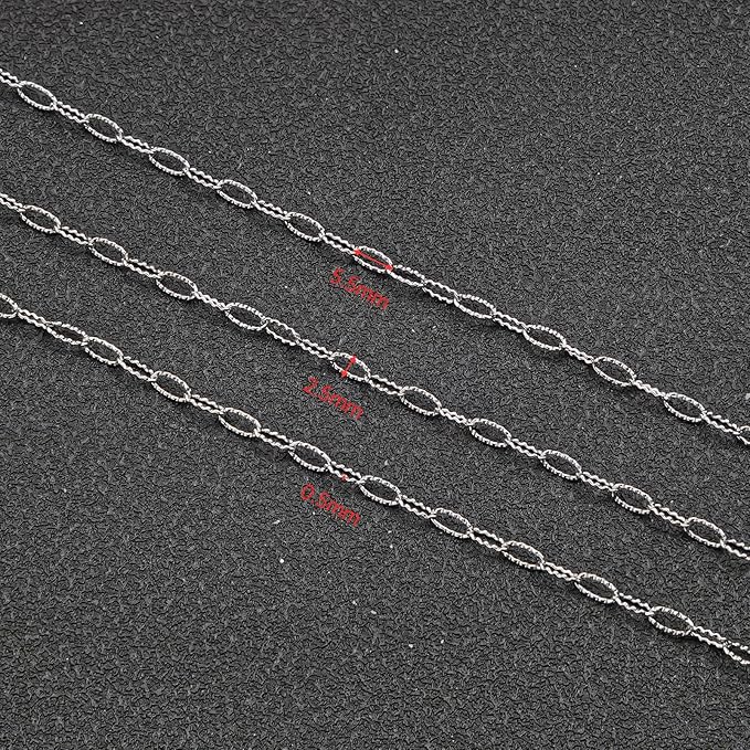 UMAOKANG 10 Meters Stainless Steel Chains Bulk on Spool Shiny Embossed Paperclip Chain for Jewelry Making