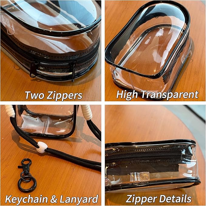Clear Figure Display Bag with Keychain and Lanyard, Protective Doll Case, 15cm/5.91in Crossbody Doll Storage Bag
