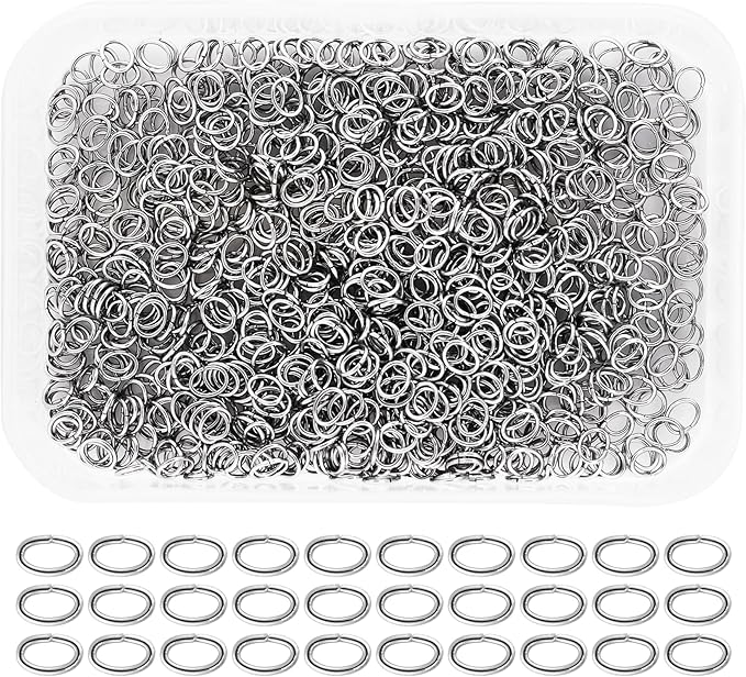 Mandala Crafts 5X4mm Stainless Steel Oval Jump Rings Jewelry Findings Metal O Rings for Jewelry Making Supplies - 1000 Small Open Jump Rings Kit for Necklace Earring