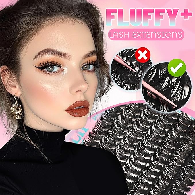 Lash Clusters Thick Volume DIY Lash Extensions 245Pcs 70D 80D Dramatic Individual Lashes 10-18MM Mixed D Curl Fluffy Eyelash Extensions Soft Thick Cluster Lashes (70D+80D)