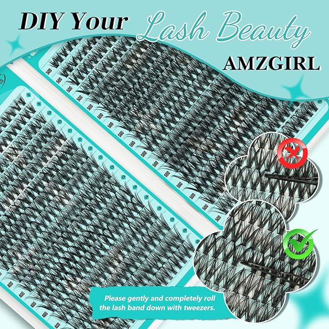 Lash Clusters 2 Style Cluster Lashes 640PCS Eyelash Extension 40D+50D Cluster Lashes Individual Lashes DIY Lash Extension Natural Black Cluster Eyelash Extensions at Home for Beginners(D-Mix9-16mm)