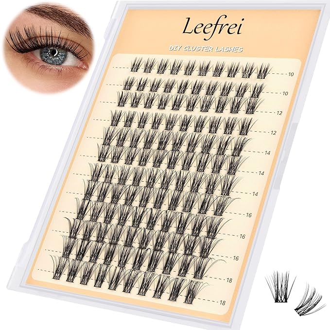 Leefrei Eyelash Cluster 10-18mm Wispy Eyelash Clusters D Curl DIY Lash Extension Natural Lash Clusters Individual Lashes (LF03 Lashes Only)