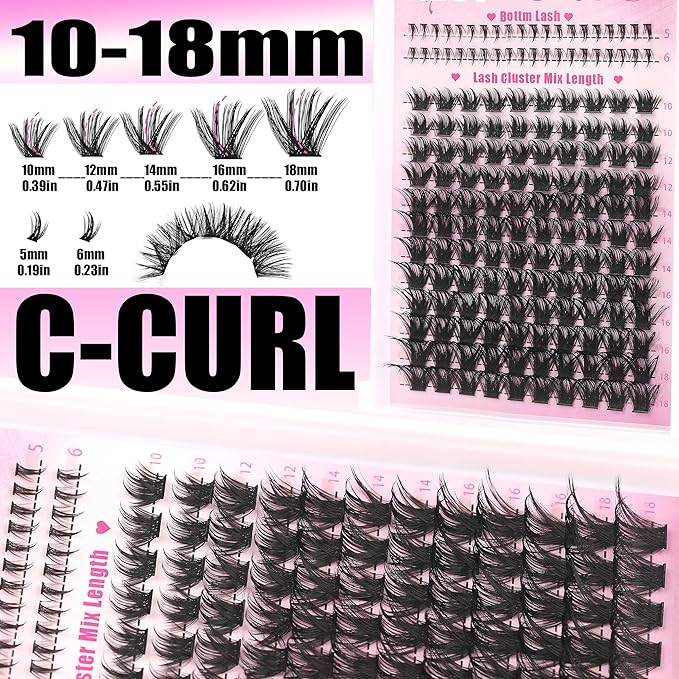 YIDUO Thick Manga Lash Clusters with Bottom Clusters Lashes Extensions Kit 10-18mm Wispy Volume Anime Eyelashes Clusters Kit with Bond and Seal|Eye Liner|Waterproof Eyebrow, DIY Lash Extension Kit